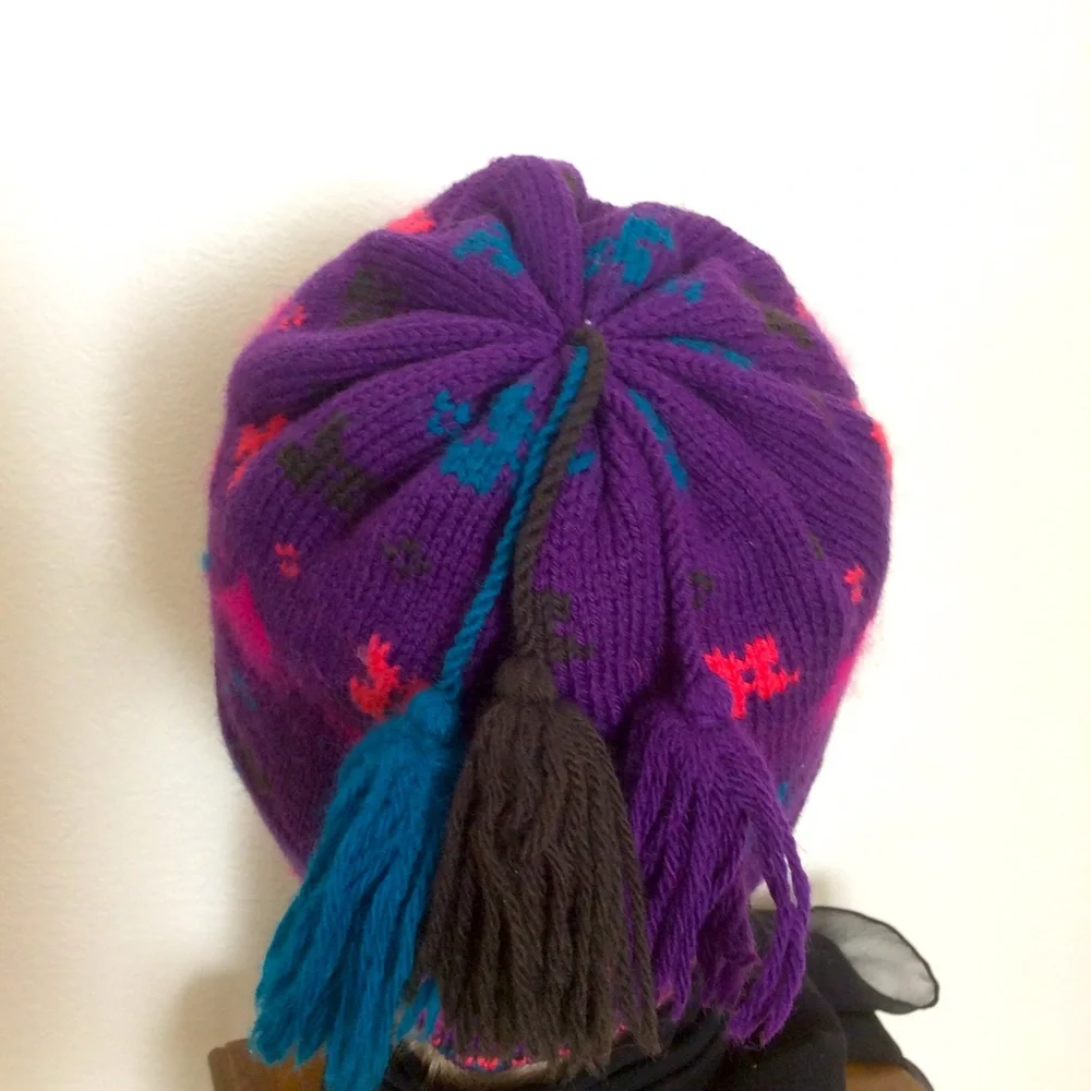Merkley Vintage 100% Virgin Wool/Cotton Lined Tassel Rounded Crown Ski Hat OS